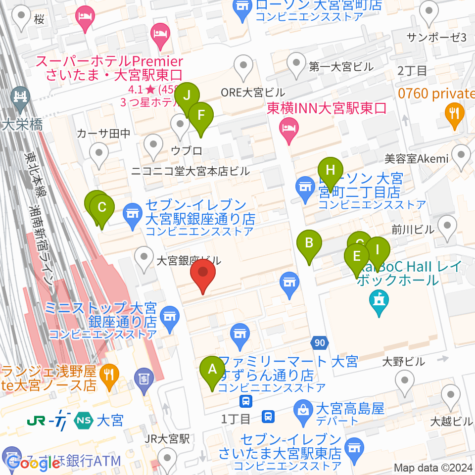 大宮ラクーンよしもと劇場周辺の駐車場・コインパーキング一覧地図