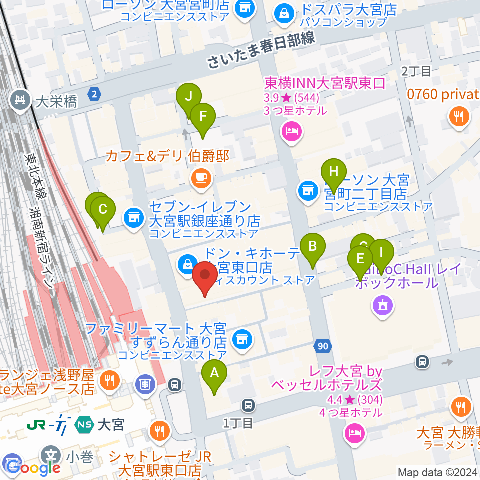 大宮ラクーンよしもと劇場周辺の駐車場・コインパーキング一覧地図