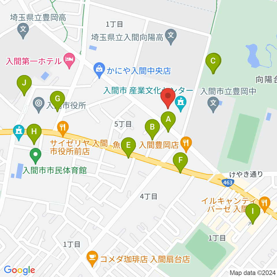 入間市産業文化センター周辺の駐車場・コインパーキング一覧地図