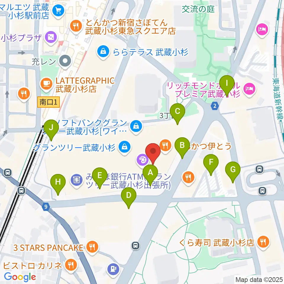 山野楽器 武蔵小杉店周辺の駐車場・コインパーキング一覧地図