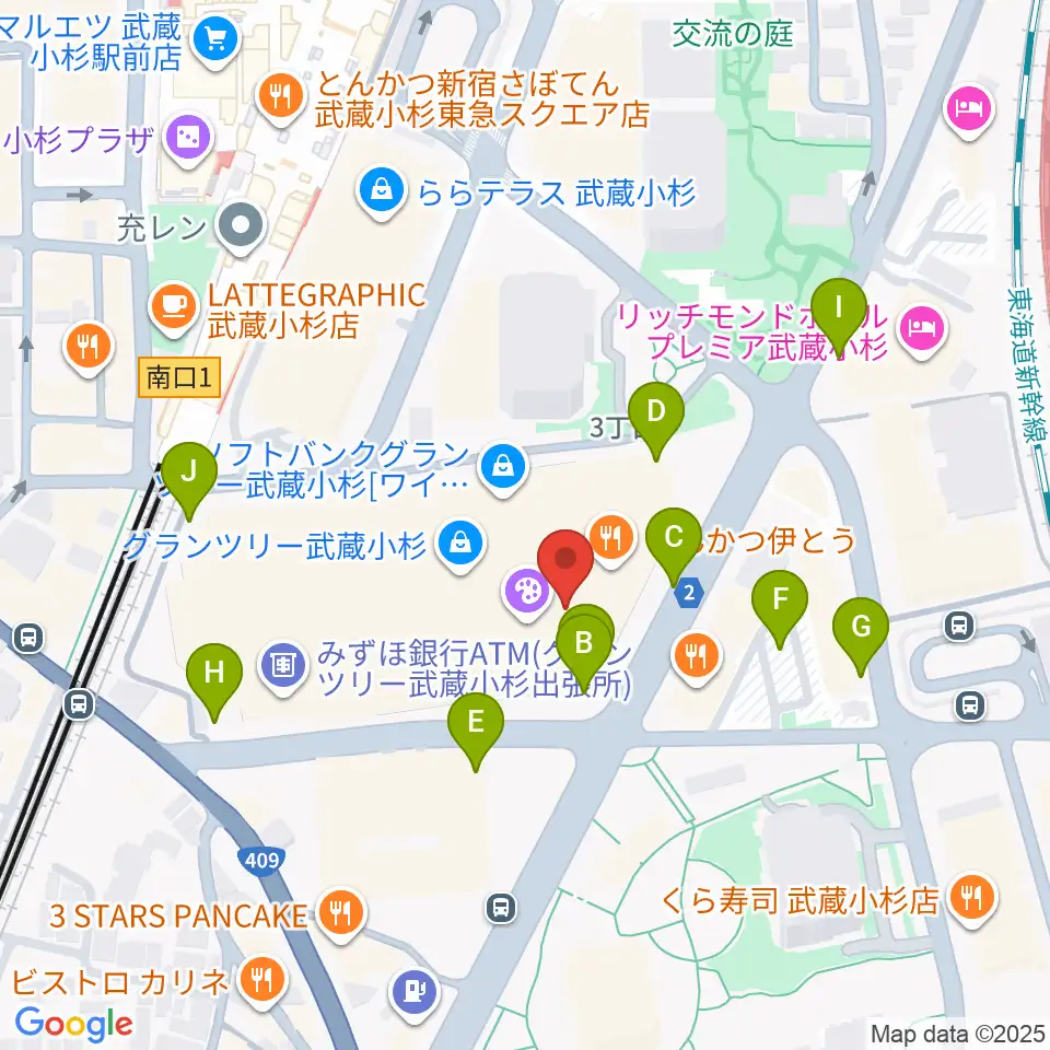 山野楽器 武蔵小杉店周辺の駐車場・コインパーキング一覧地図