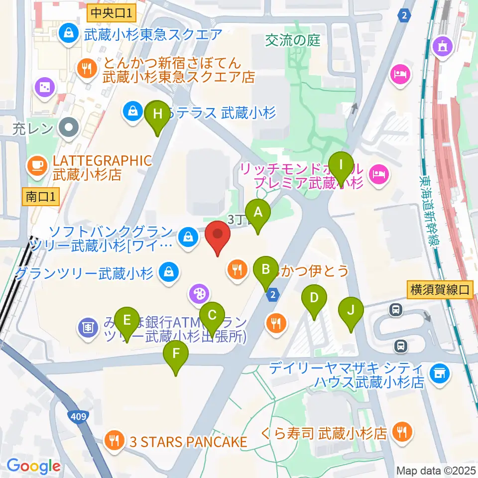 タワーレコード グランツリー武蔵小杉店周辺の駐車場・コインパーキング一覧地図