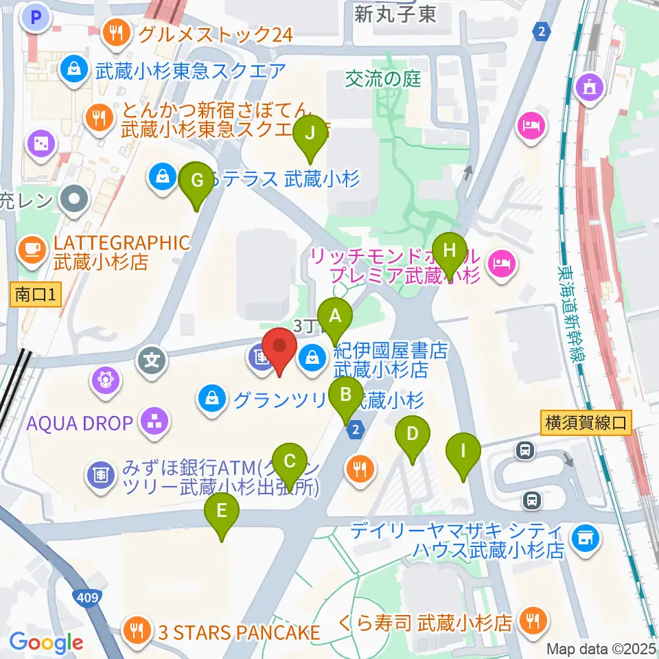 タワーレコード グランツリー武蔵小杉店周辺の駐車場・コインパーキング一覧地図