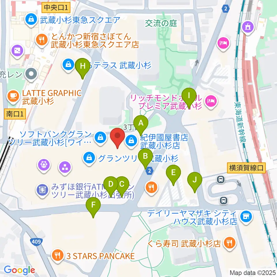 タワーレコード グランツリー武蔵小杉店周辺の駐車場・コインパーキング一覧地図
