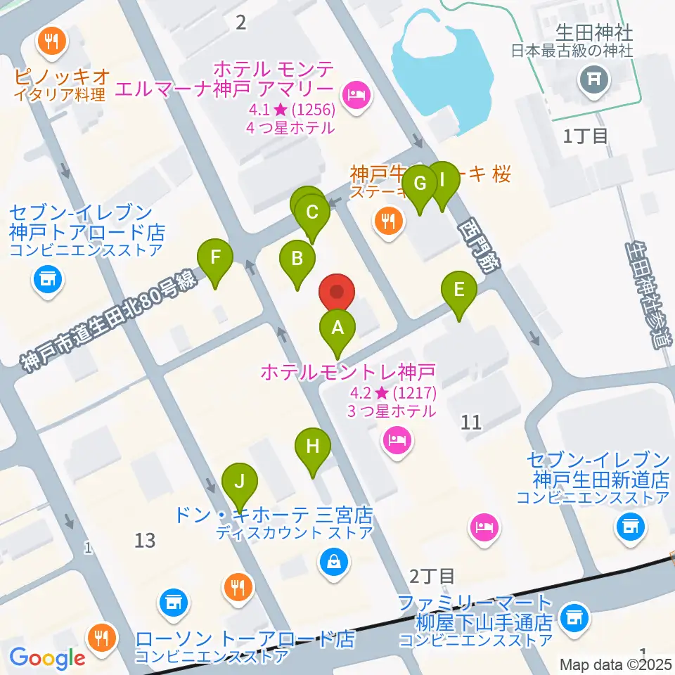 神戸Brothers and Sisters周辺の駐車場・コインパーキング一覧地図