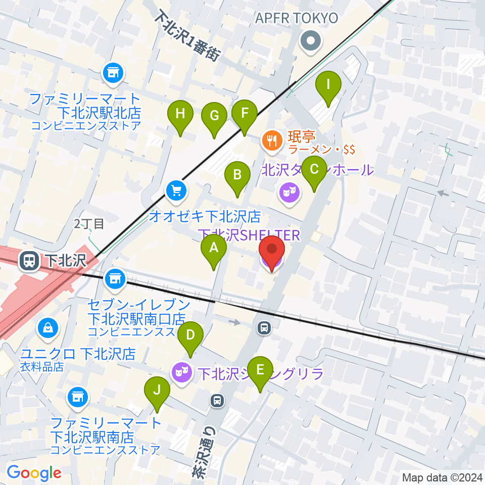 下北沢シェルター周辺の駐車場・コインパーキング一覧地図