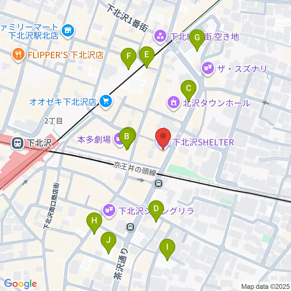 下北沢シェルター周辺の駐車場・コインパーキング一覧地図