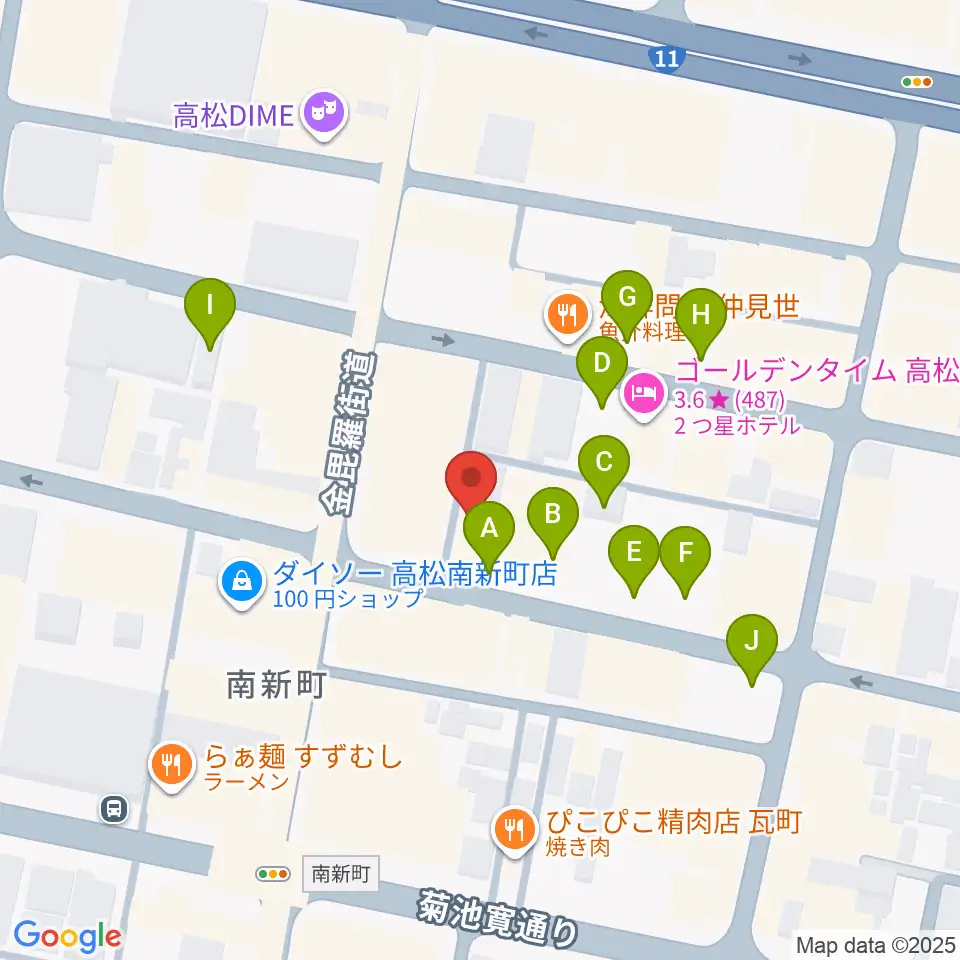 高松ルーツレコード周辺の駐車場・コインパーキング一覧地図