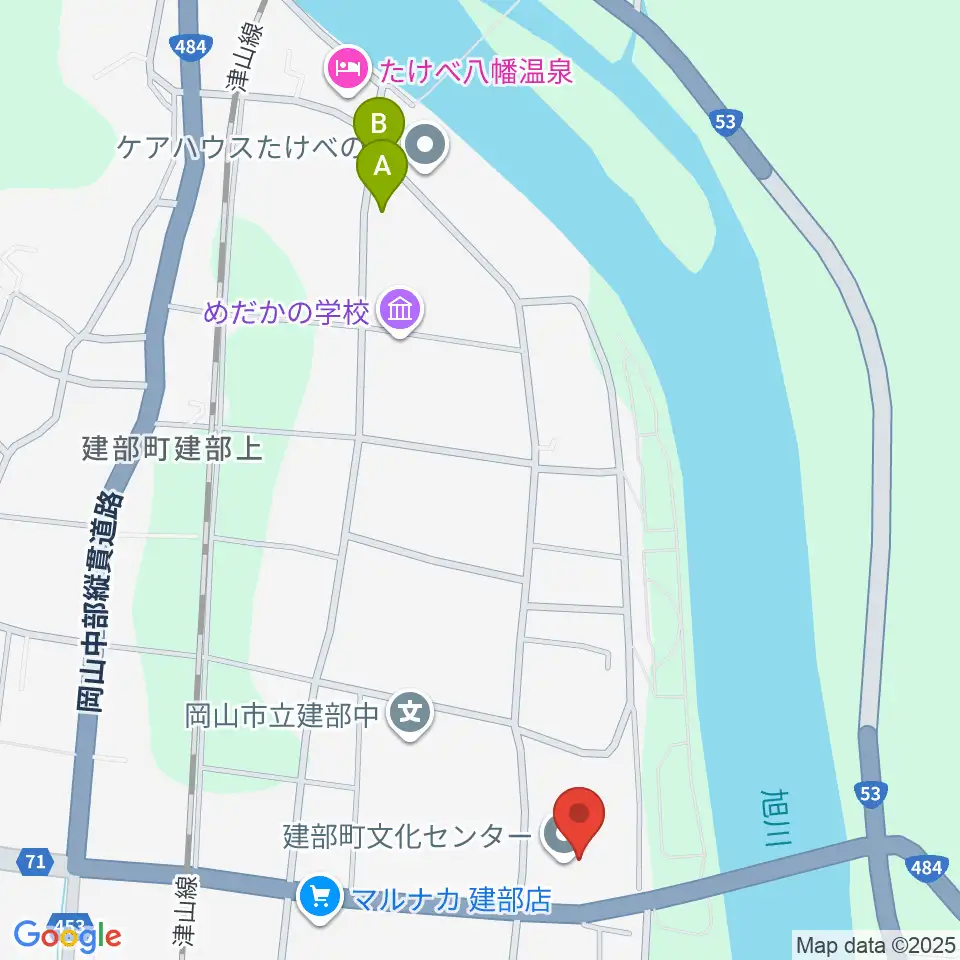 建部町文化センター周辺の駐車場・コインパーキング一覧地図