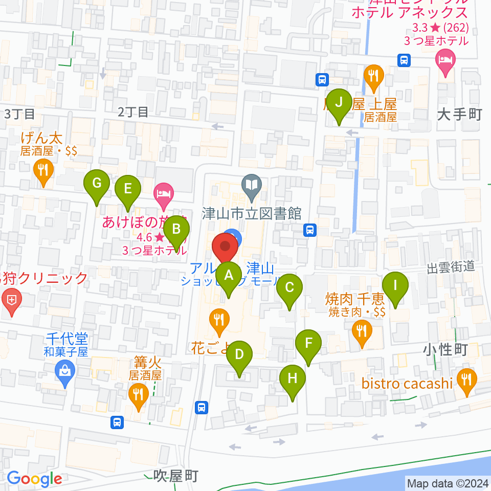 ベルフォーレ津山周辺の駐車場・コインパーキング一覧地図