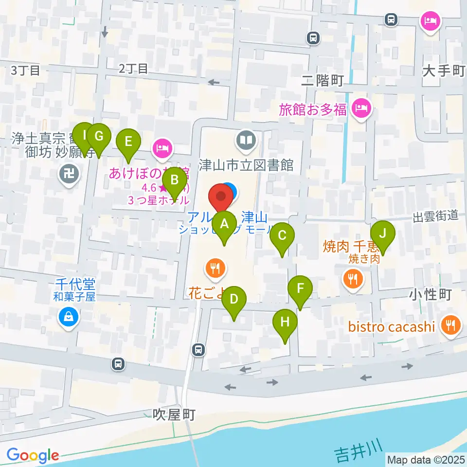 ベルフォーレ津山周辺の駐車場・コインパーキング一覧地図