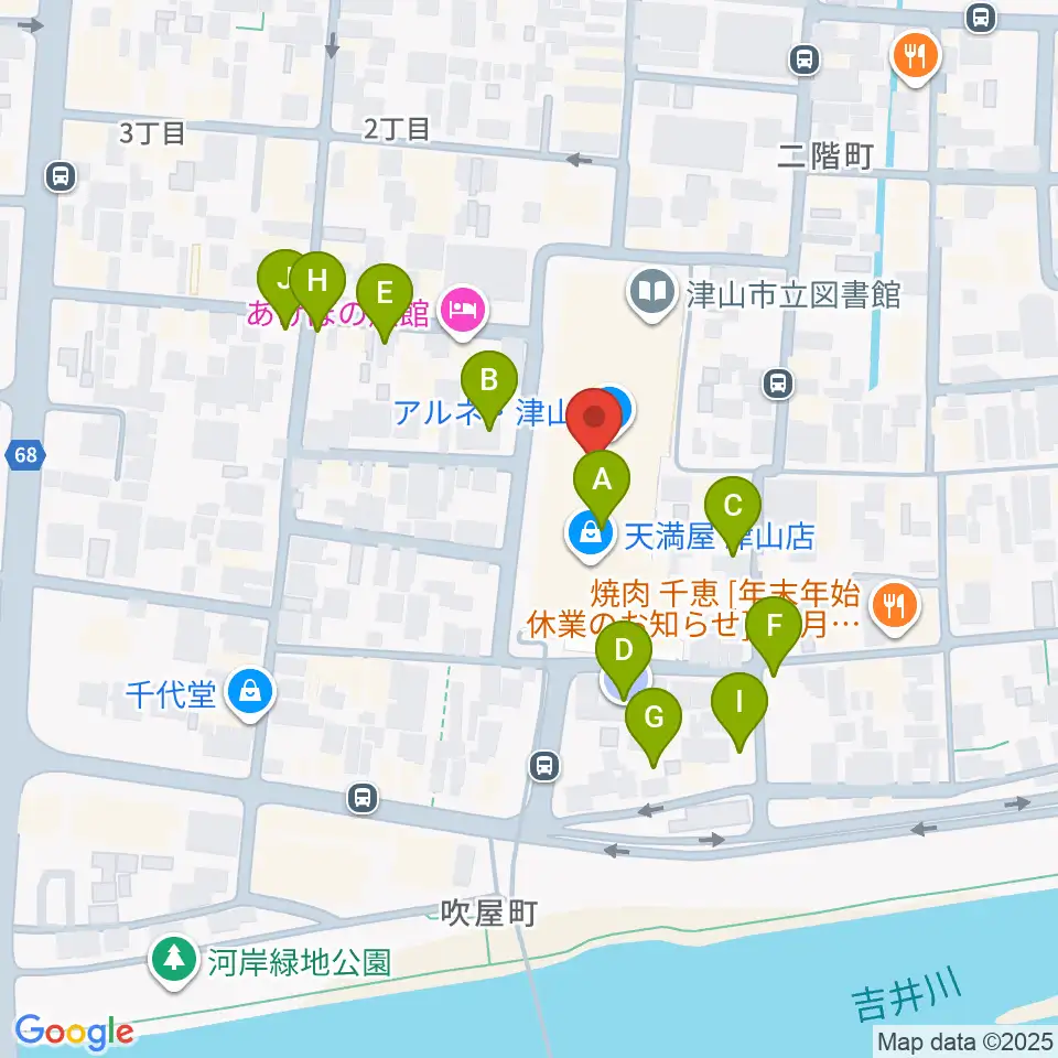 ベルフォーレ津山周辺の駐車場・コインパーキング一覧地図