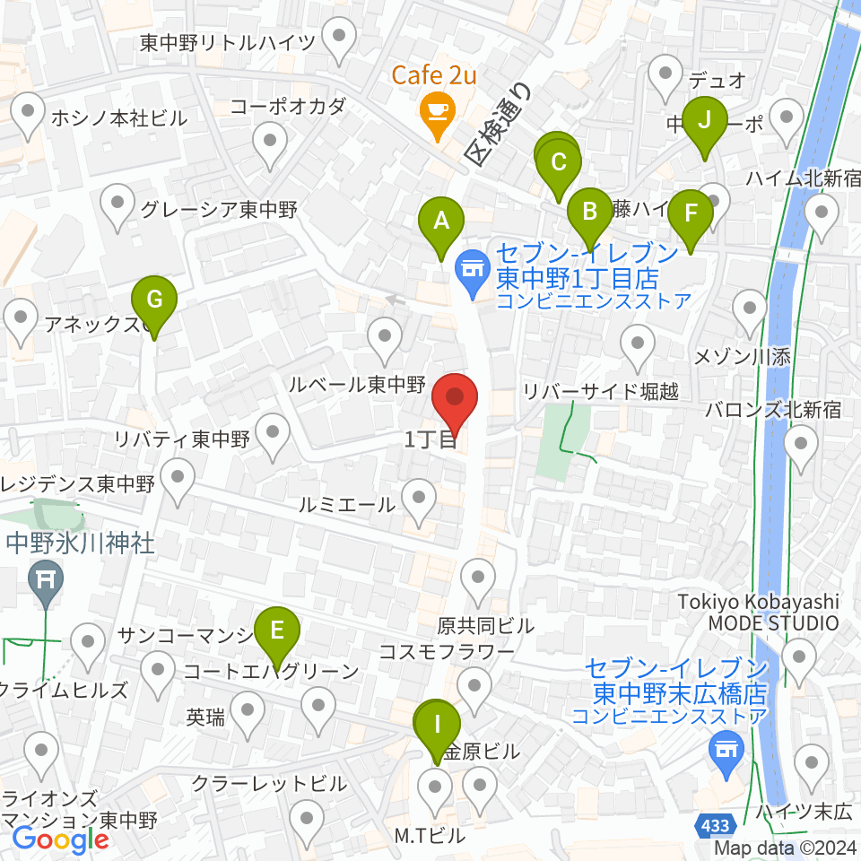 東中野オルト・スピーカー周辺の駐車場・コインパーキング一覧地図