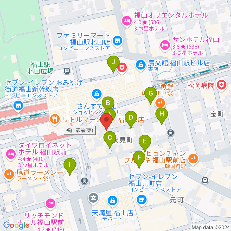 福山DUO周辺の駐車場・コインパーキング一覧地図