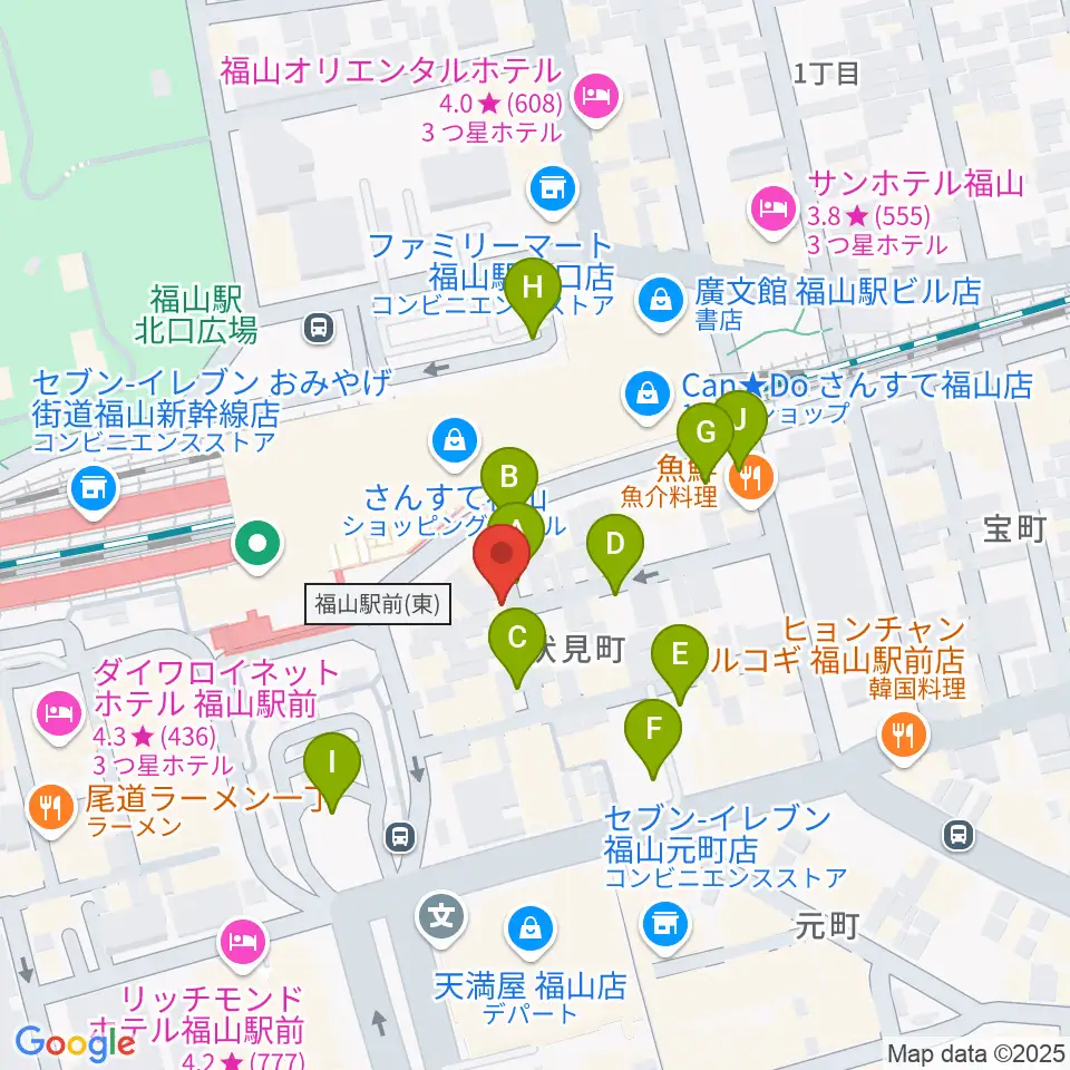 福山DUO周辺の駐車場・コインパーキング一覧地図