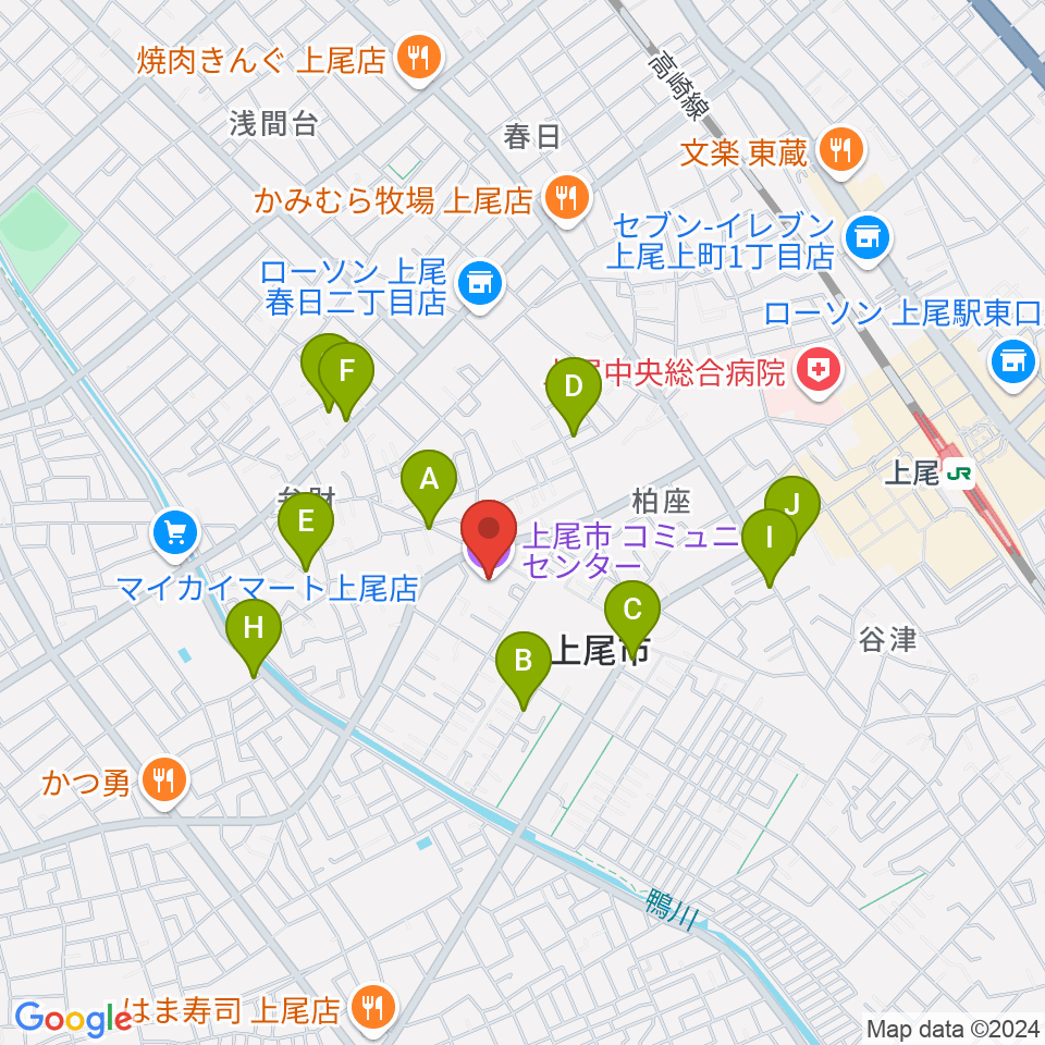 三井金属あげおコミュニティセンター周辺の駐車場・コインパーキング一覧地図