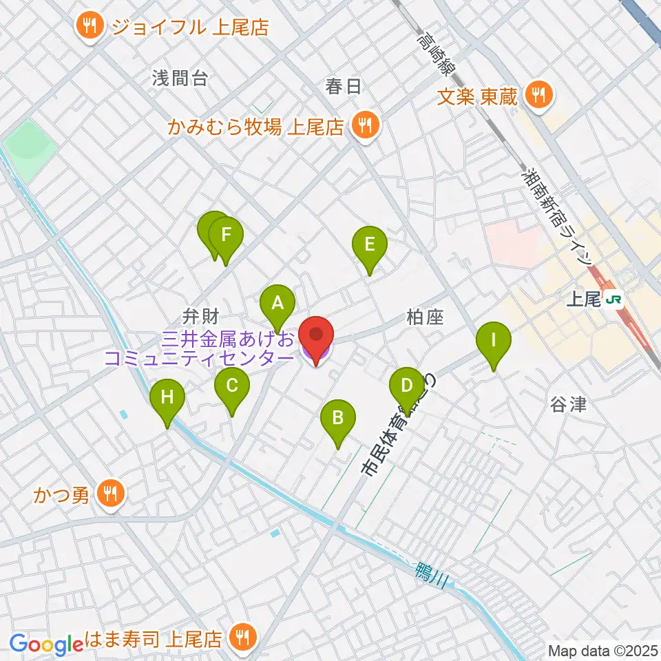 三井金属あげおコミュニティセンター周辺の駐車場・コインパーキング一覧地図
