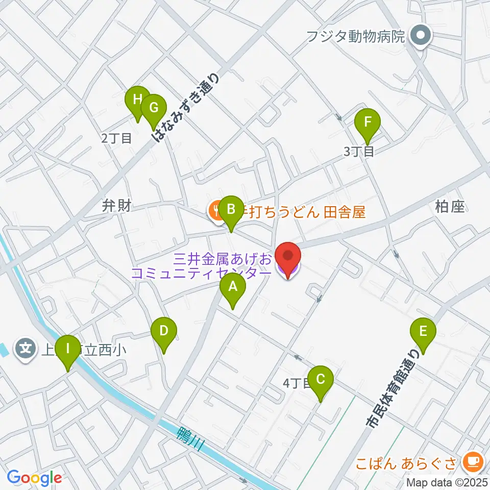 三井金属あげおコミュニティセンター周辺の駐車場・コインパーキング一覧地図