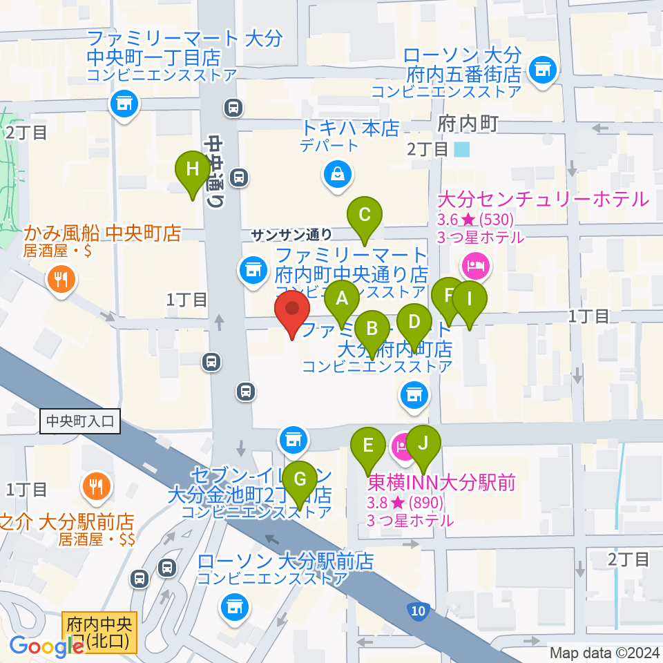 大分BackStage周辺の駐車場・コインパーキング一覧地図