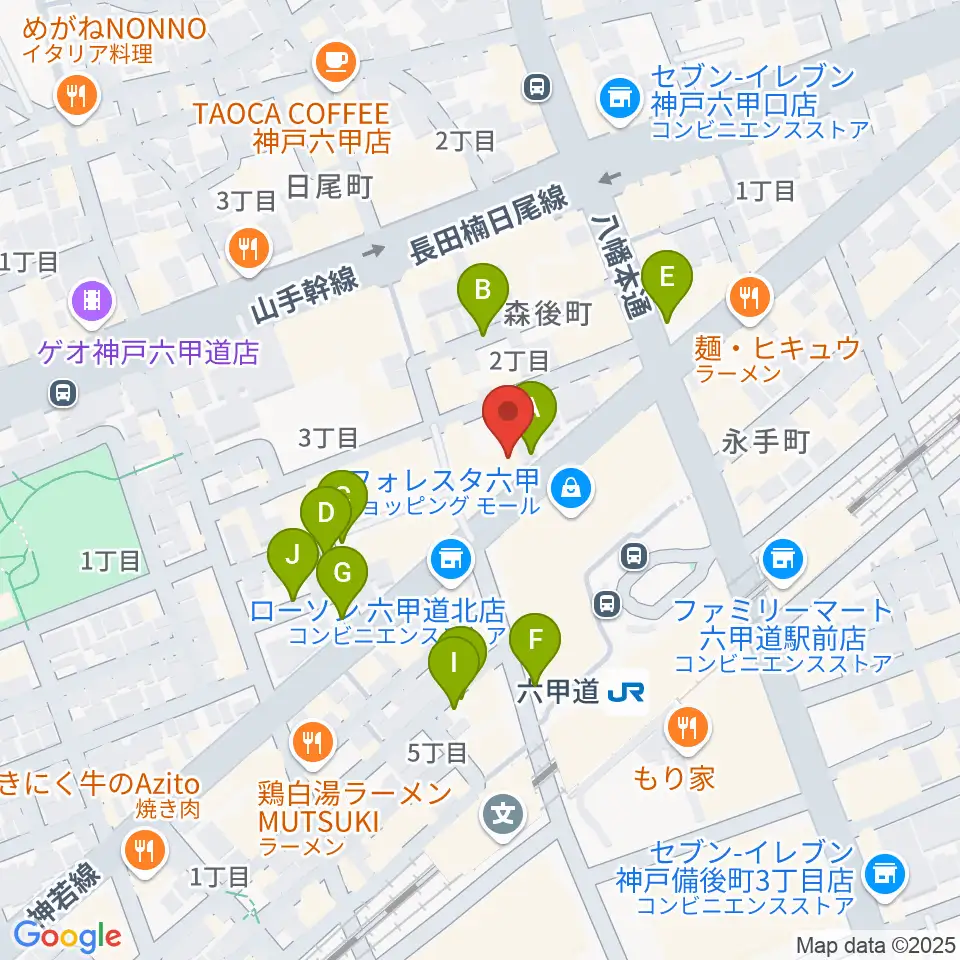 六甲道ミュージックスクール周辺の駐車場・コインパーキング一覧地図