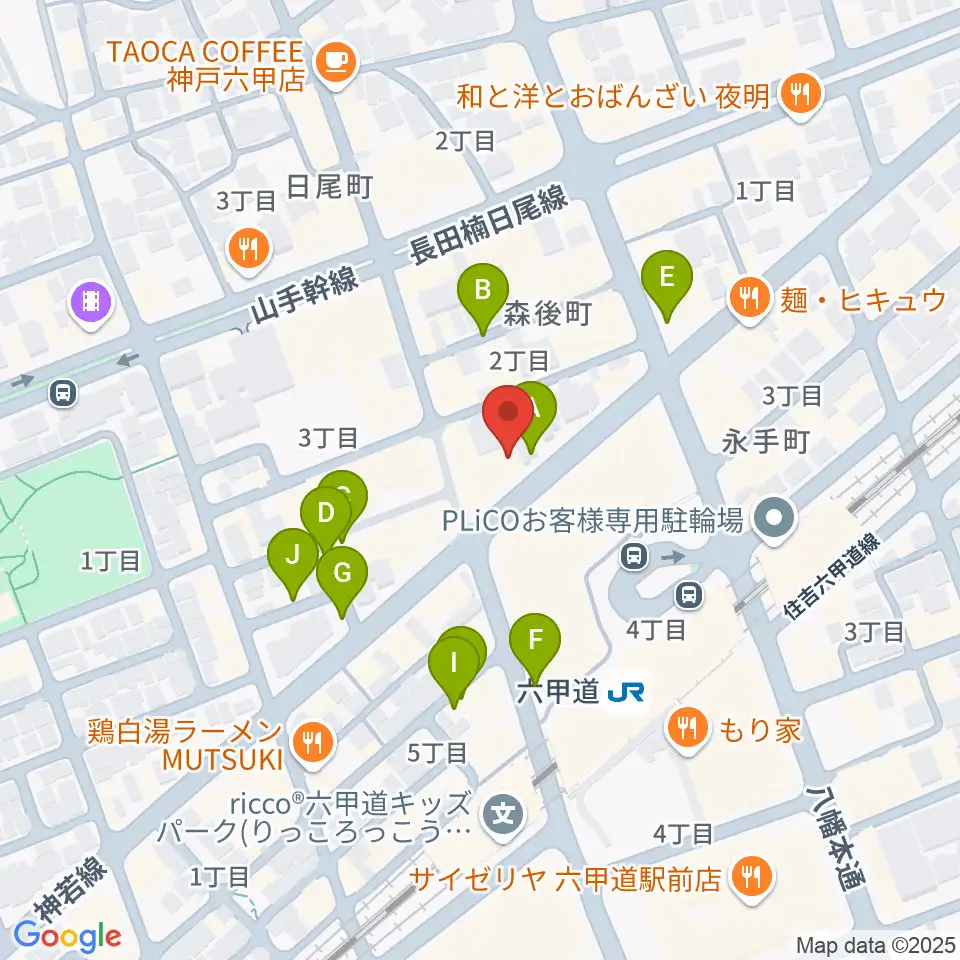 六甲道ミュージックスクール周辺の駐車場・コインパーキング一覧地図
