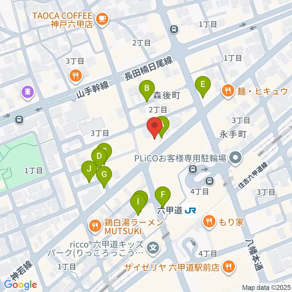 六甲道ミュージックスクール周辺の駐車場・コインパーキング一覧地図