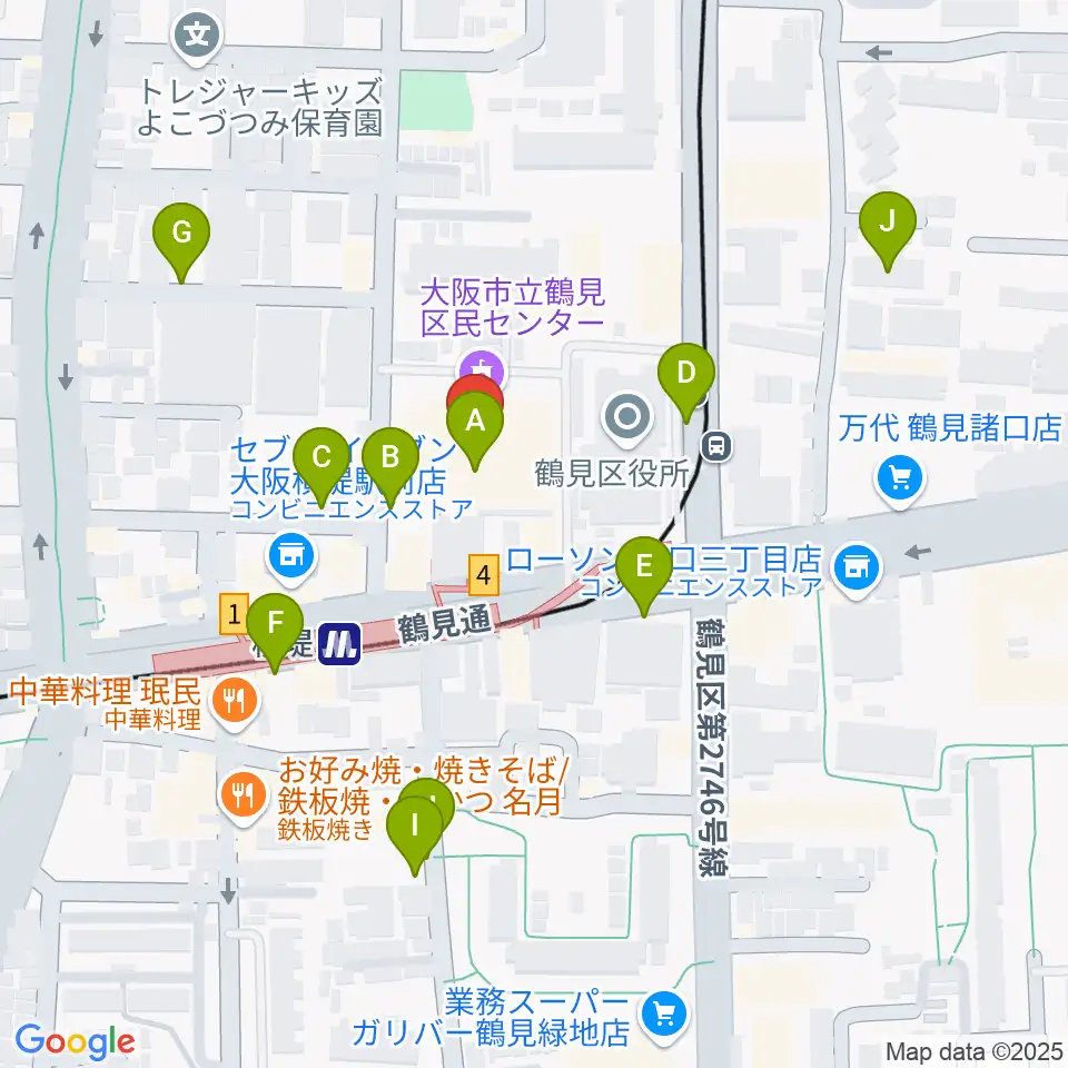 鶴見区民センター周辺の駐車場・コインパーキング一覧地図