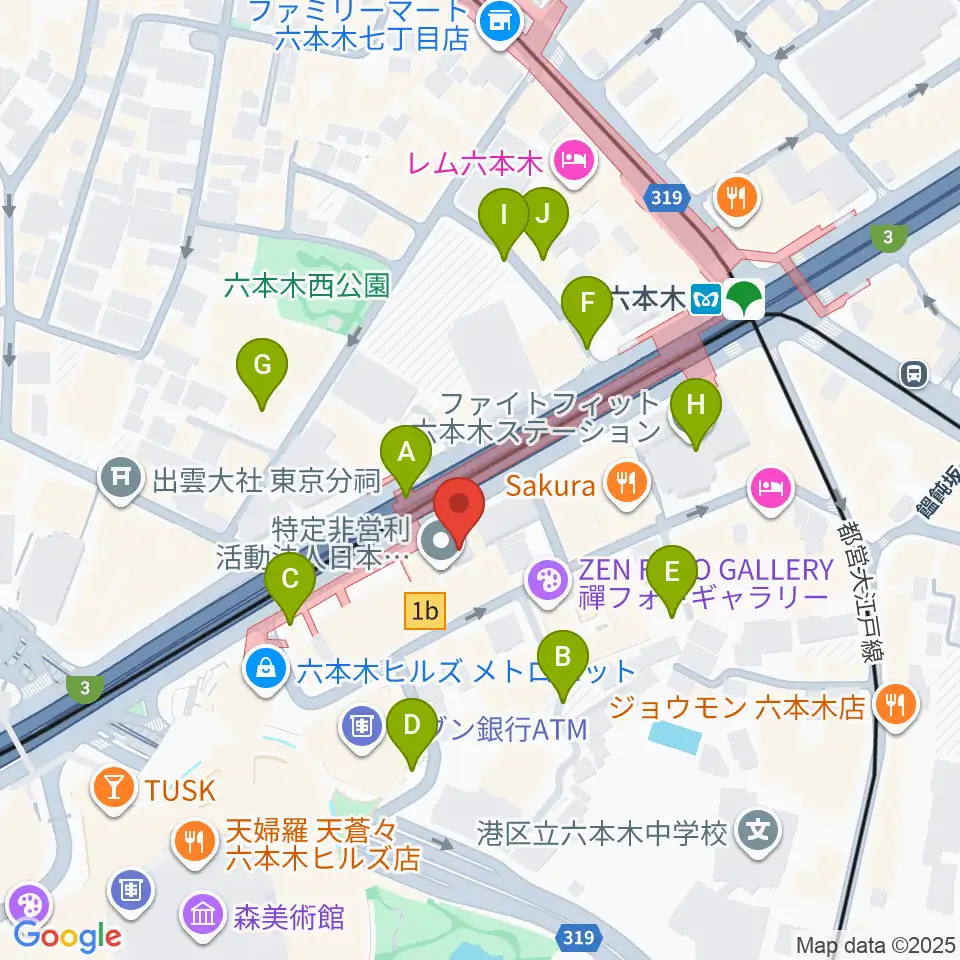 六本木アルフィー周辺の駐車場・コインパーキング一覧地図