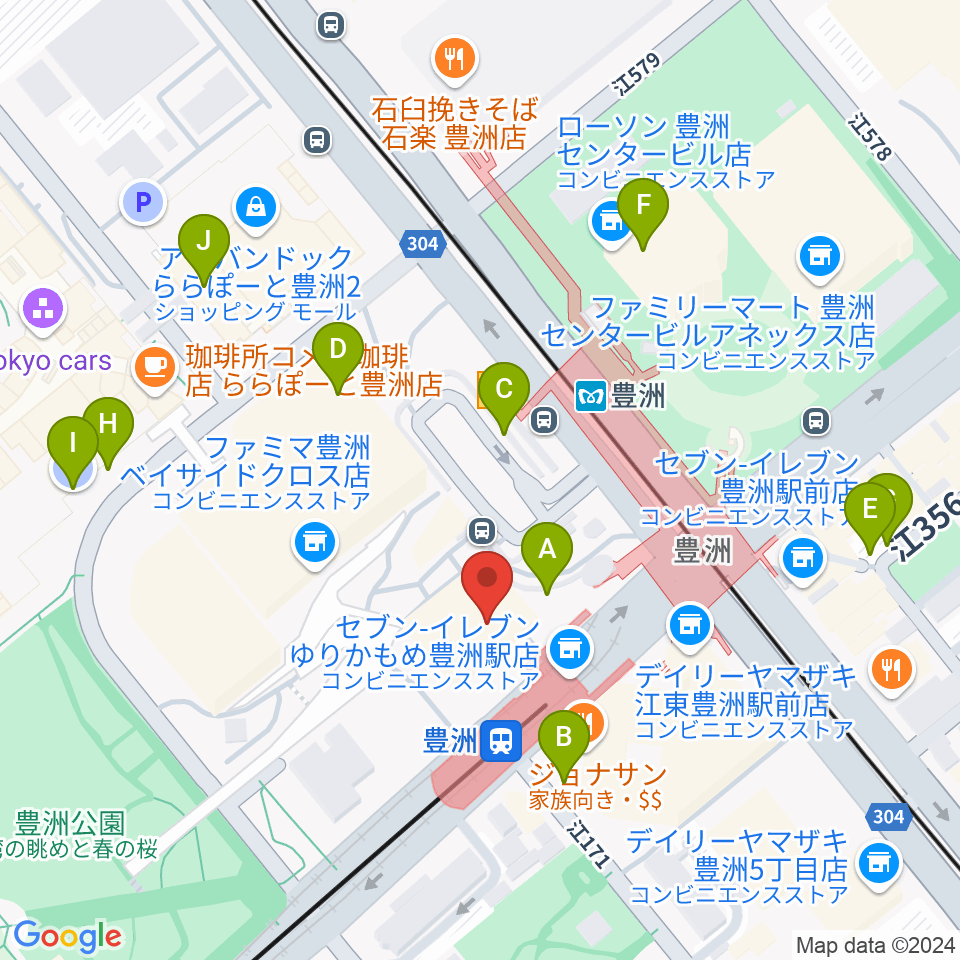 豊洲文化センター周辺の駐車場・コインパーキング一覧地図