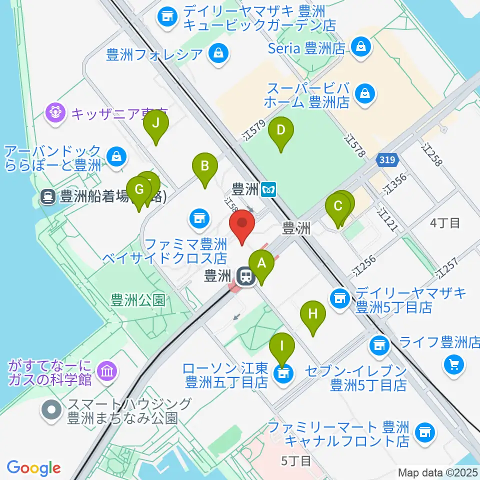 豊洲文化センター周辺の駐車場・コインパーキング一覧地図