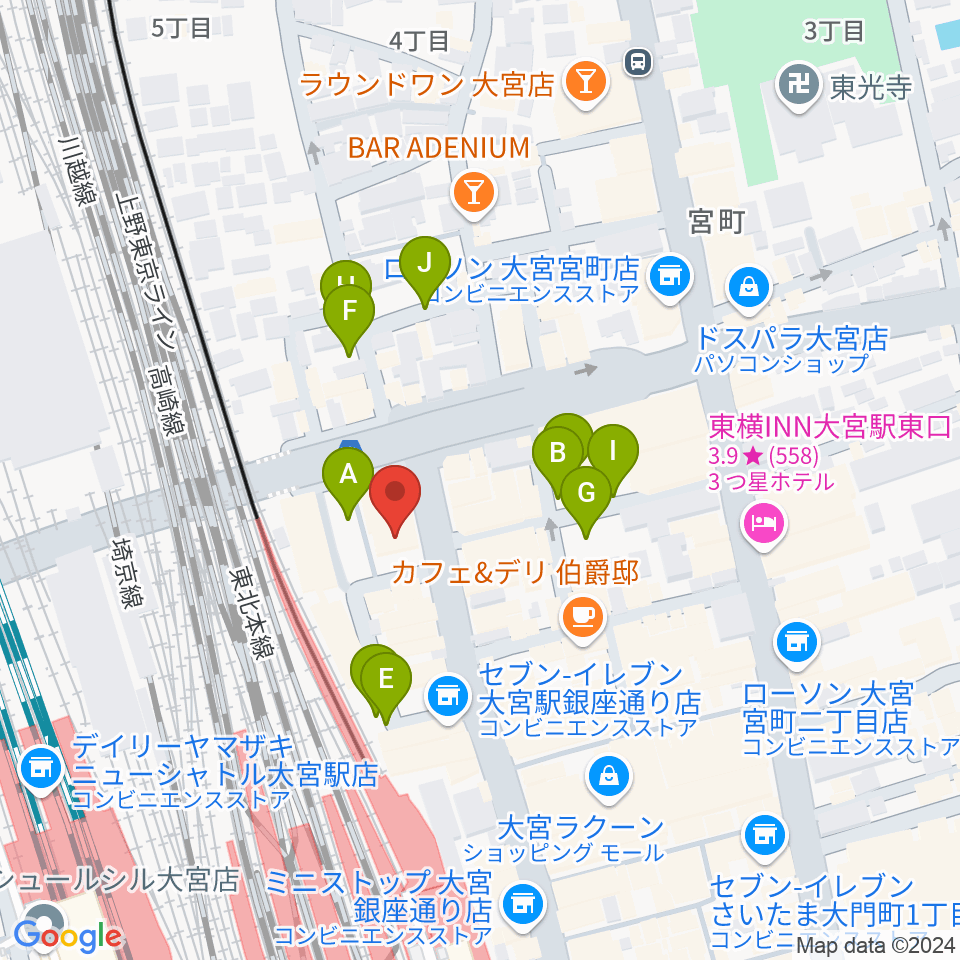 ディスクユニオン大宮店周辺の駐車場・コインパーキング一覧地図