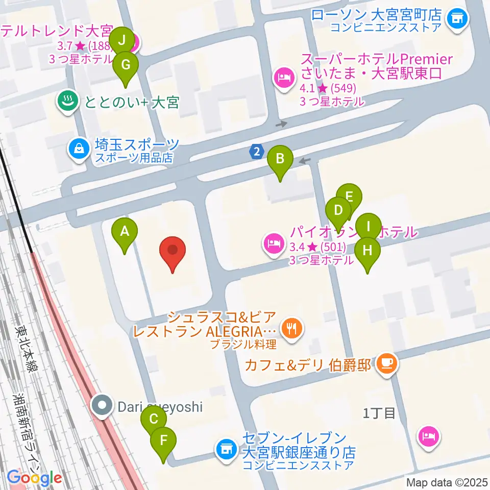 ディスクユニオン大宮店周辺の駐車場・コインパーキング一覧地図