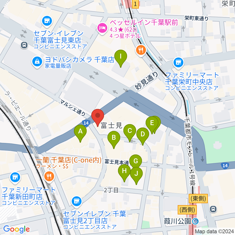 ディスクユニオン千葉店周辺の駐車場・コインパーキング一覧地図