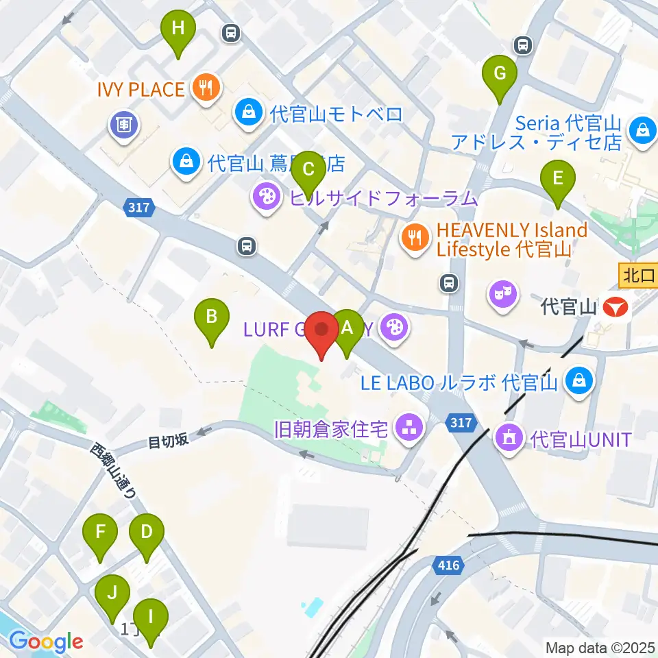 ヒルサイドプラザホール周辺の駐車場・コインパーキング一覧地図