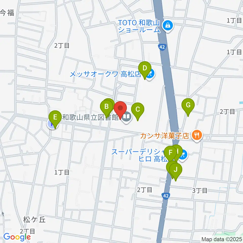 和歌山県立図書館 文化情報センター周辺の駐車場・コインパーキング一覧地図