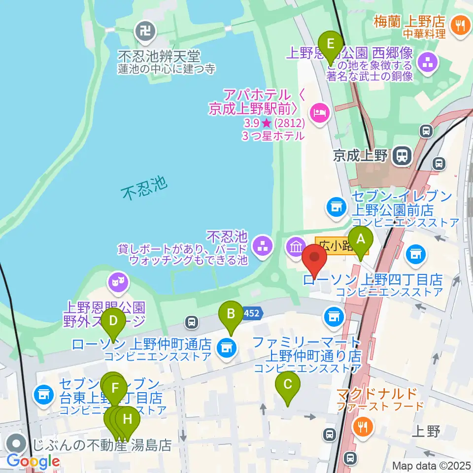 池之端ライブスペースQui周辺の駐車場・コインパーキング一覧地図