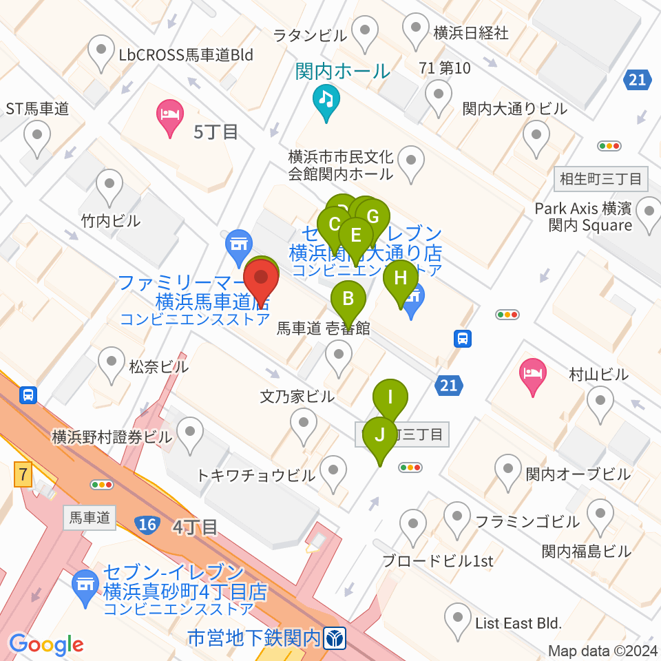 ディスクユニオン横浜関内店・ジャズ館周辺の駐車場・コインパーキング一覧地図