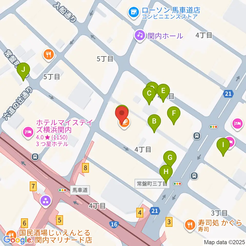 ディスクユニオン横浜関内店・ジャズ館周辺の駐車場・コインパーキング一覧地図