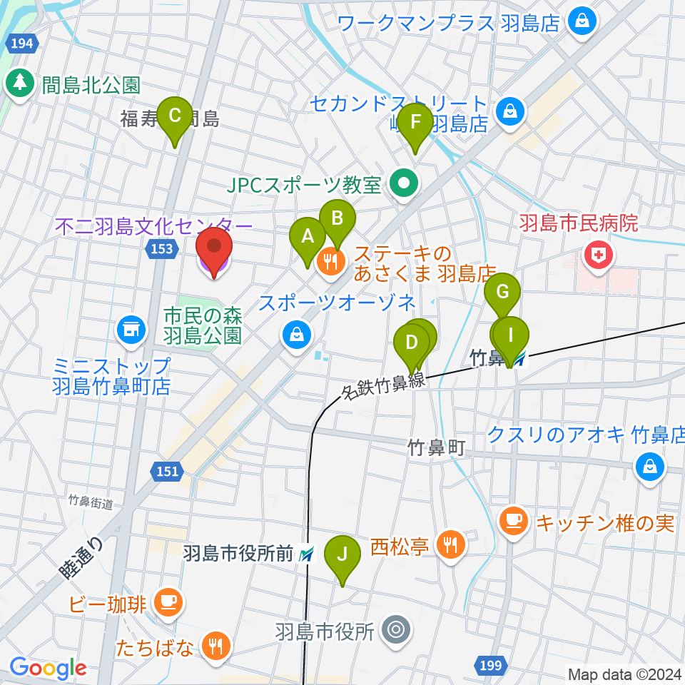 不二羽島文化センター周辺の駐車場・コインパーキング一覧地図