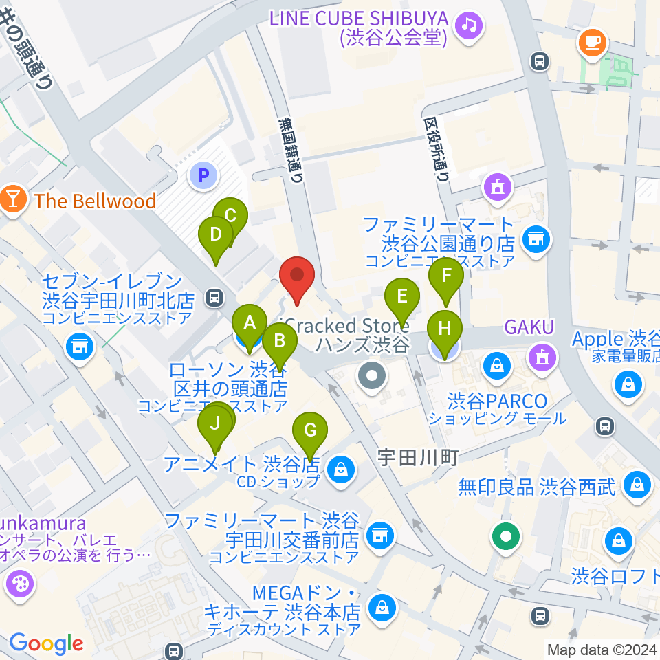 Disc Jam 渋谷シスコ店周辺の駐車場・コインパーキング一覧地図