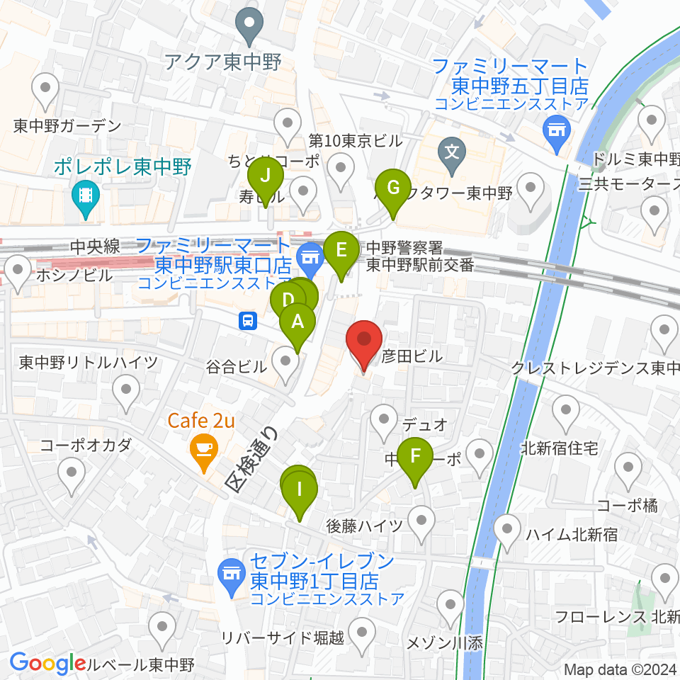 東中野 Cafeじみへん周辺の駐車場・コインパーキング一覧地図