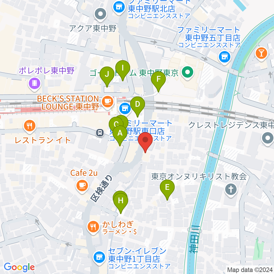 東中野 Cafeじみへん周辺の駐車場・コインパーキング一覧地図