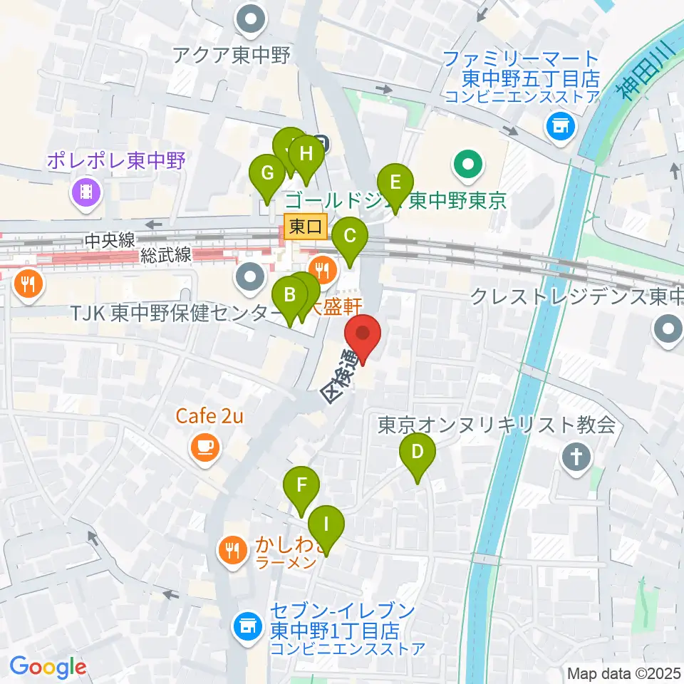 東中野 Cafeじみへん周辺の駐車場・コインパーキング一覧地図
