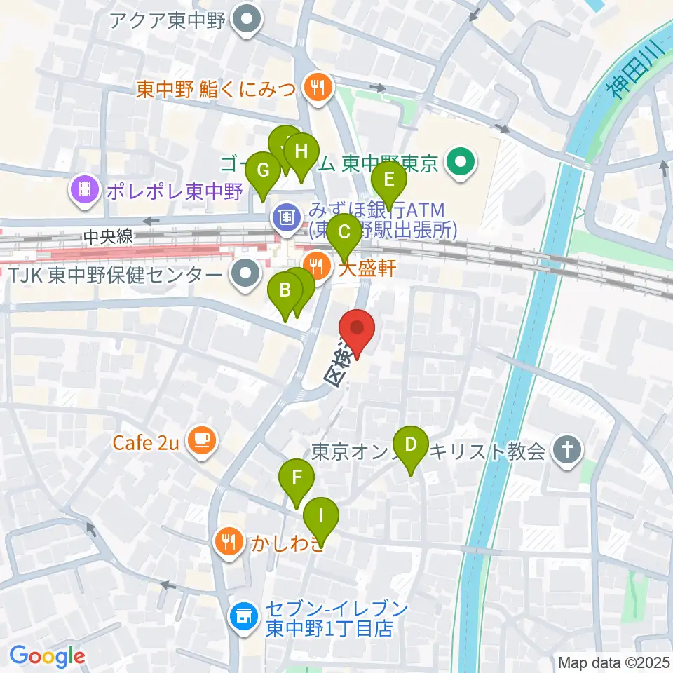 東中野 Cafeじみへん周辺の駐車場・コインパーキング一覧地図
