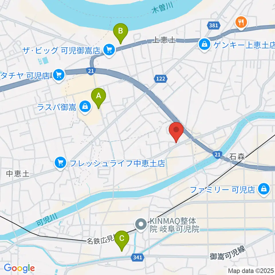 可児MIZ周辺の駐車場・コインパーキング一覧地図