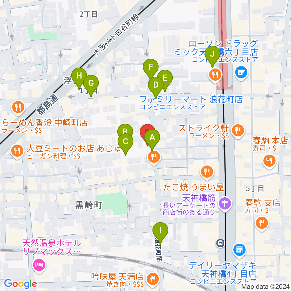 天満バンブークラブ周辺の駐車場・コインパーキング一覧地図