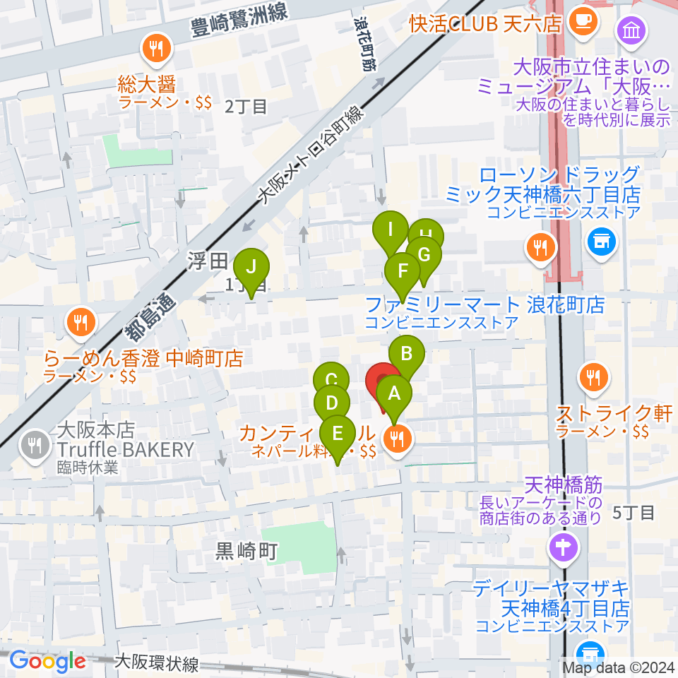 天満バンブークラブ周辺の駐車場・コインパーキング一覧地図