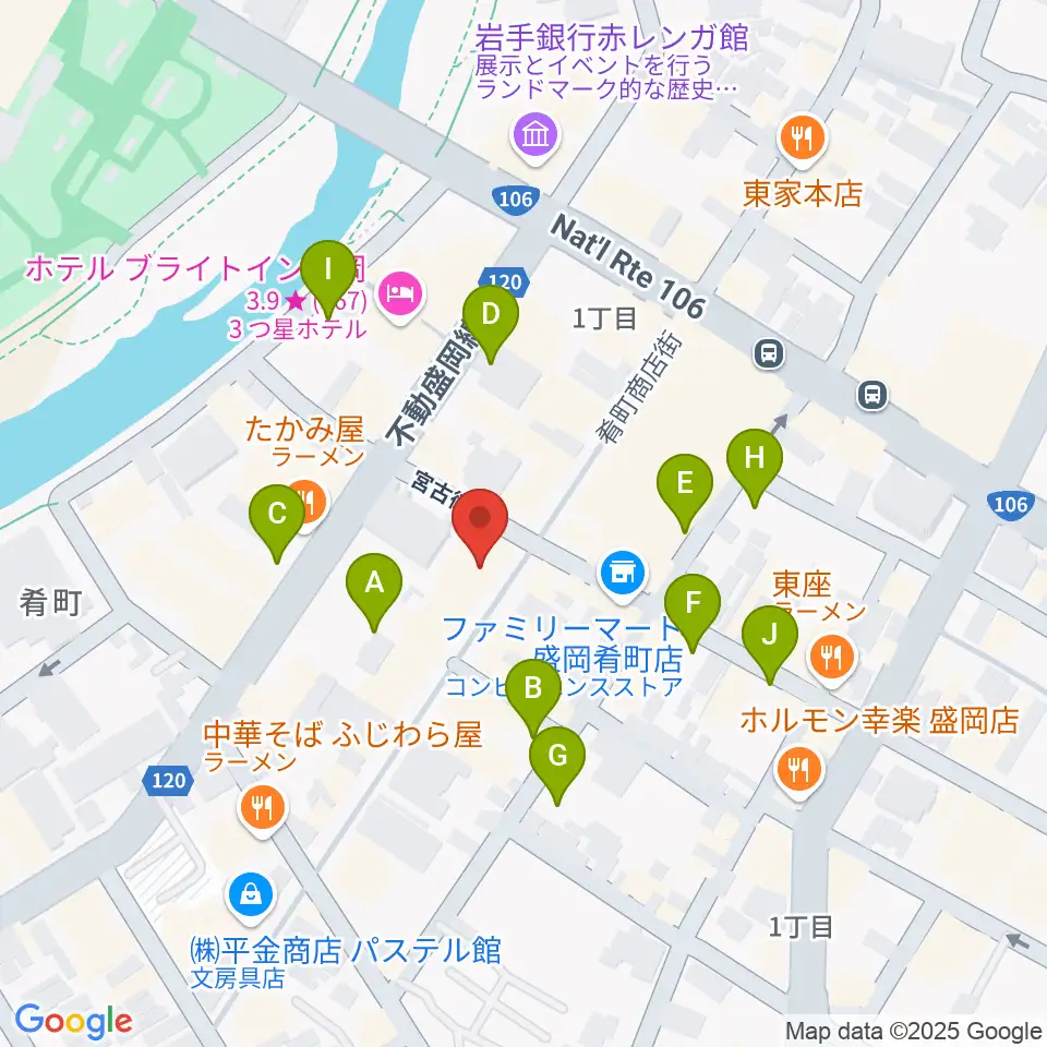いわてアートサポートセンター風のスタジオ周辺の駐車場・コインパーキング一覧地図
