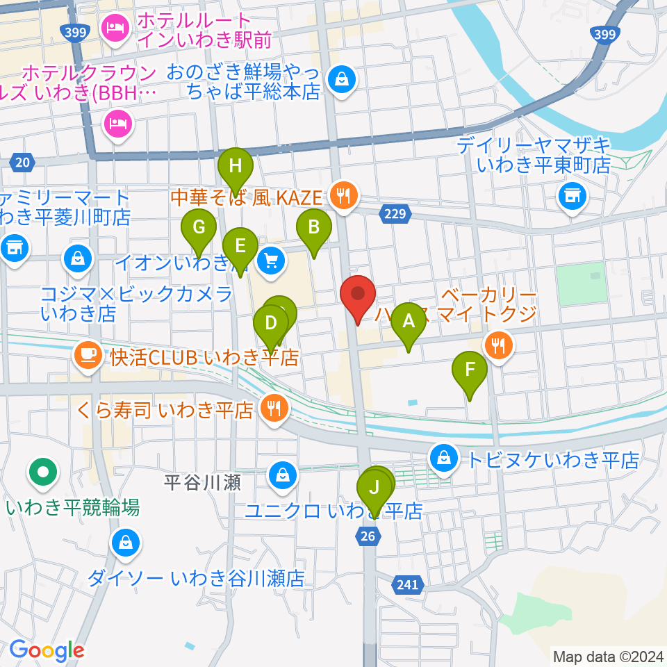 ピアノショップいわき周辺の駐車場・コインパーキング一覧地図