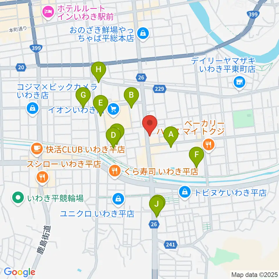 ピアノショップいわき周辺の駐車場・コインパーキング一覧地図